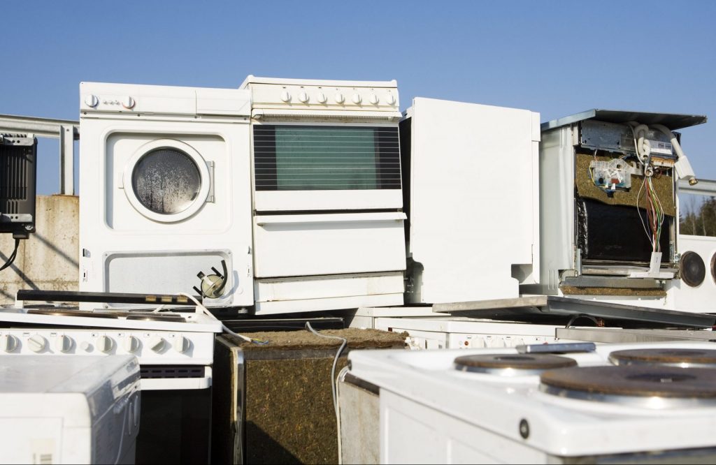 Kitchen Appliance Garbage towards blue sky, removing large items from your home