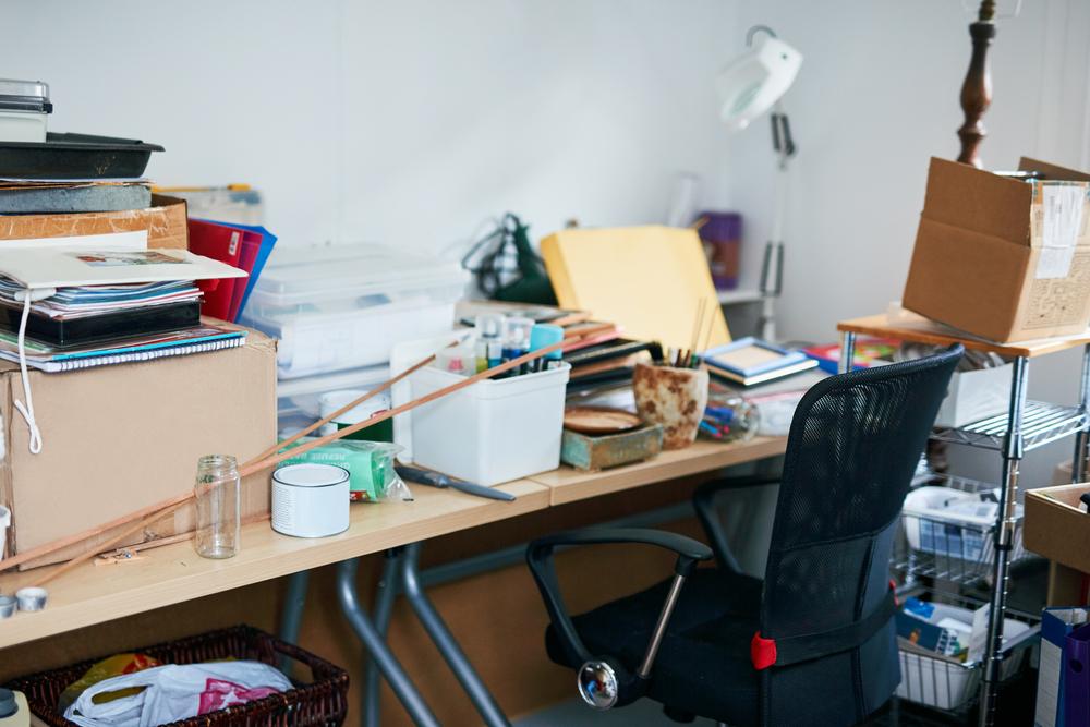 messy room and desk needing cleaning, school year declutter